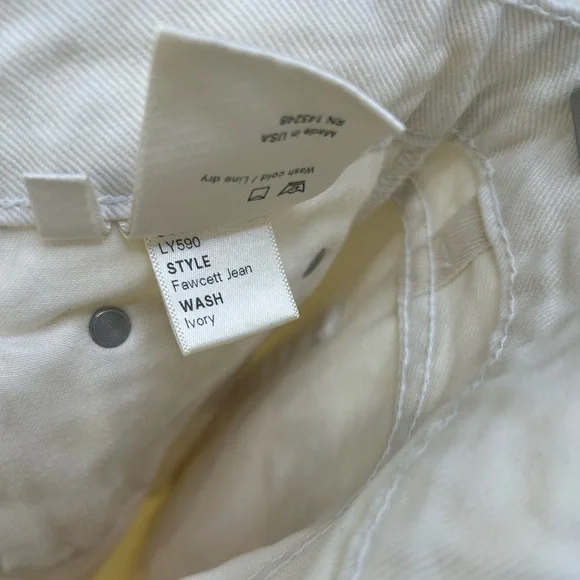 Reformation Fawcett Crop Wide Leg Jeans Size 24 Ivory Raw Hem - Picture 9 of 11